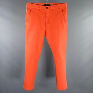 CARDON Size 32 Orange Cotton Blend Flat Front Casual Pants